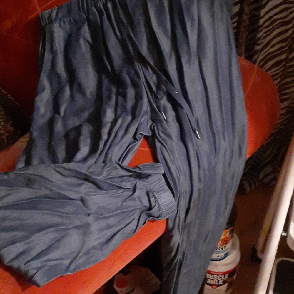 Blue iridescent joggers